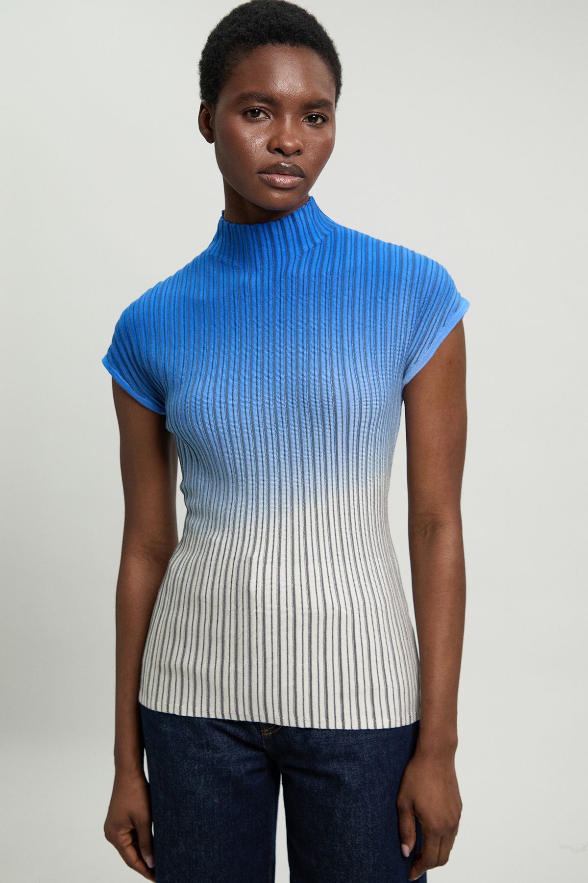 KarenMillen Dip Dye Detail Knitted High Neck Top