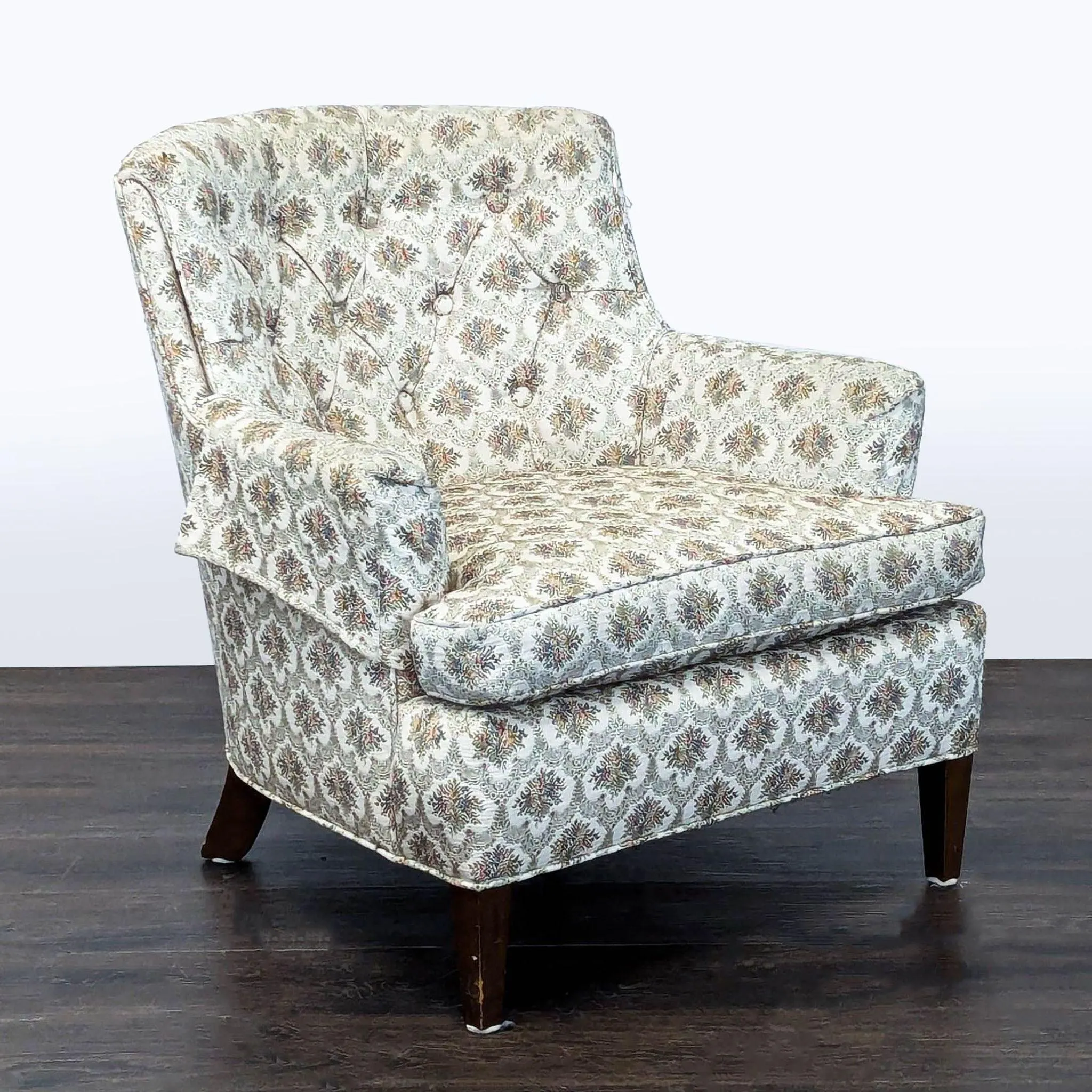 Classic Vintage Lounge Chair with Patterned Upholstery
