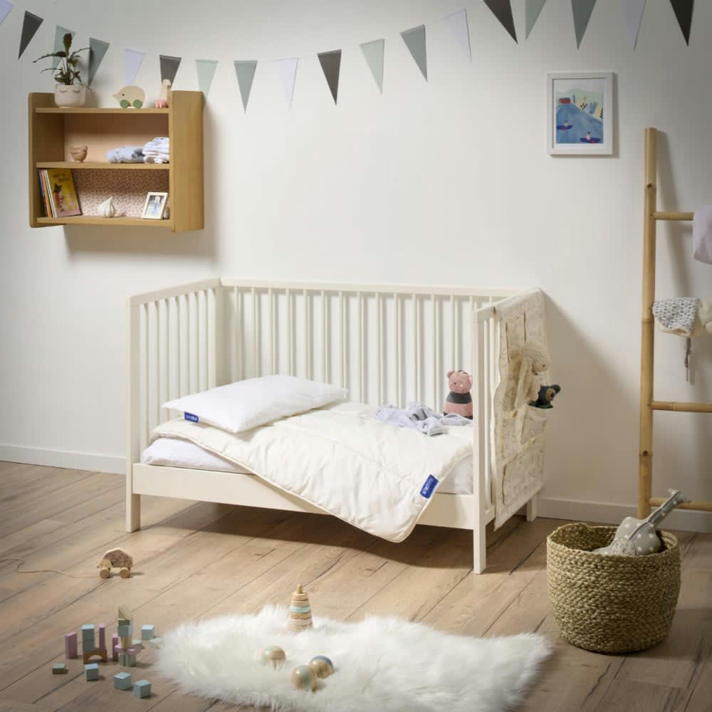 - Couette et oreiller bébé enveloppe coton bio 75x120cm