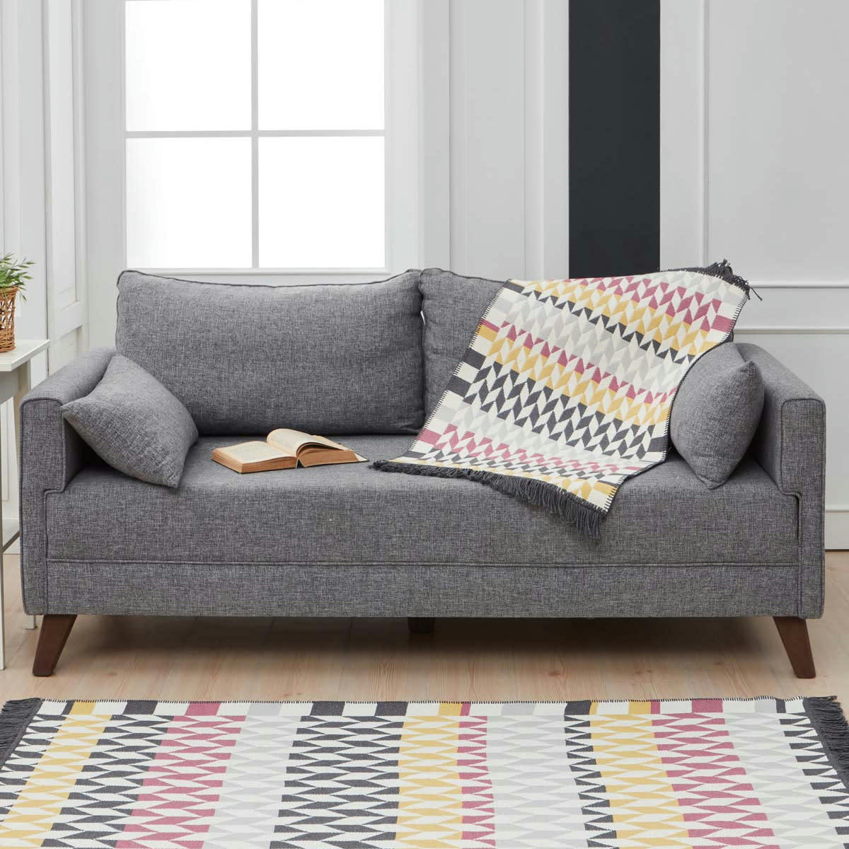 KHARA - Tapis et descente de lit 1000 gr/m²  anthracite 80x150 cm