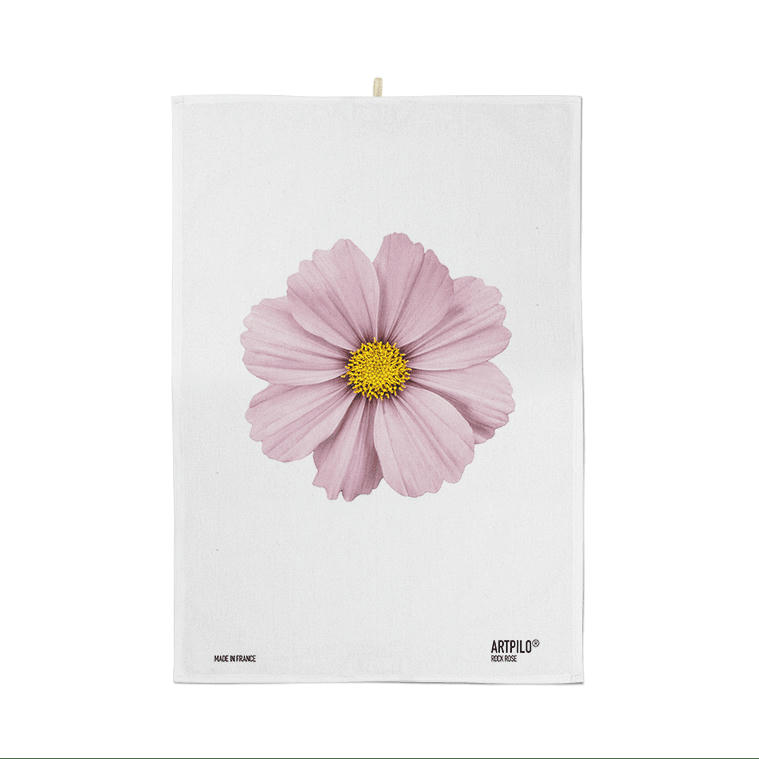 - Torchon fleur coton blanc