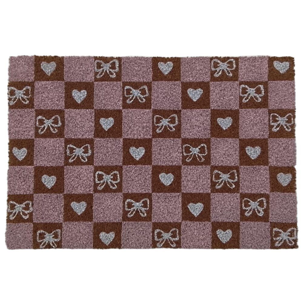 Tapis coco rectangulaire Sweet Home rose et marron 40x60cm (2 modèles)