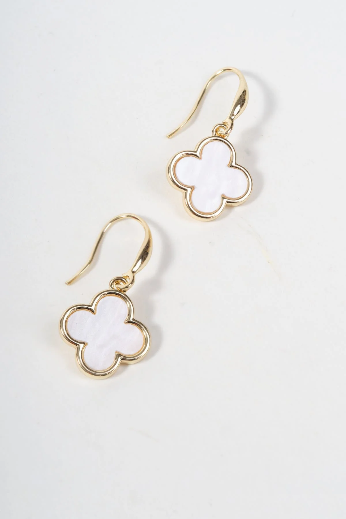 Faux Pearl Clover Drop Earrings