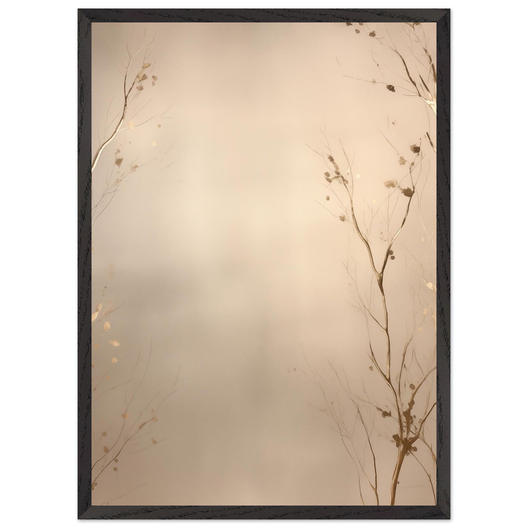 Artfulprints Poster met Lijst Abstract - Golden leafs  - 50x70 cm - Goud