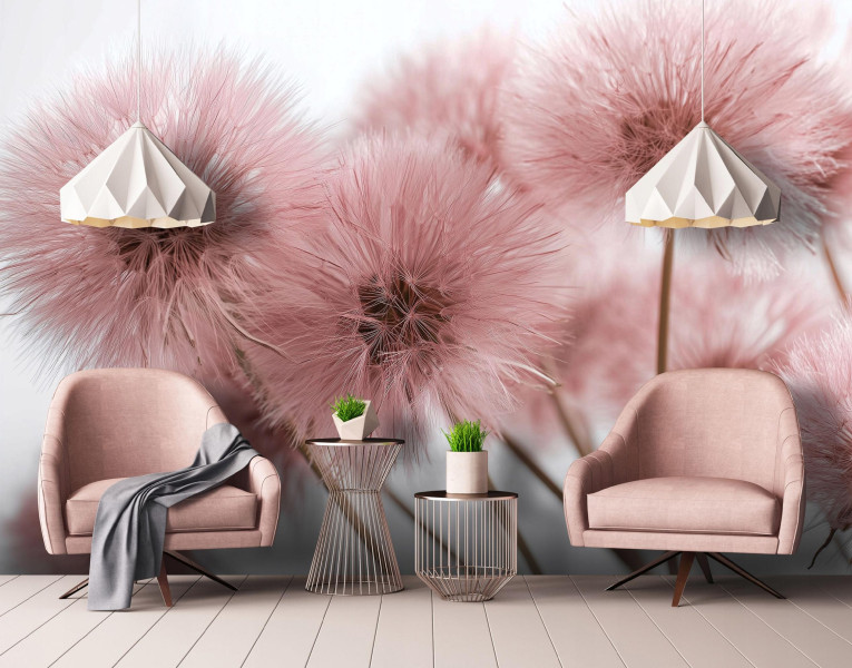 Fototapeta dmuchawce różowy natura 3d na ścianę sypialnia salon 250x175