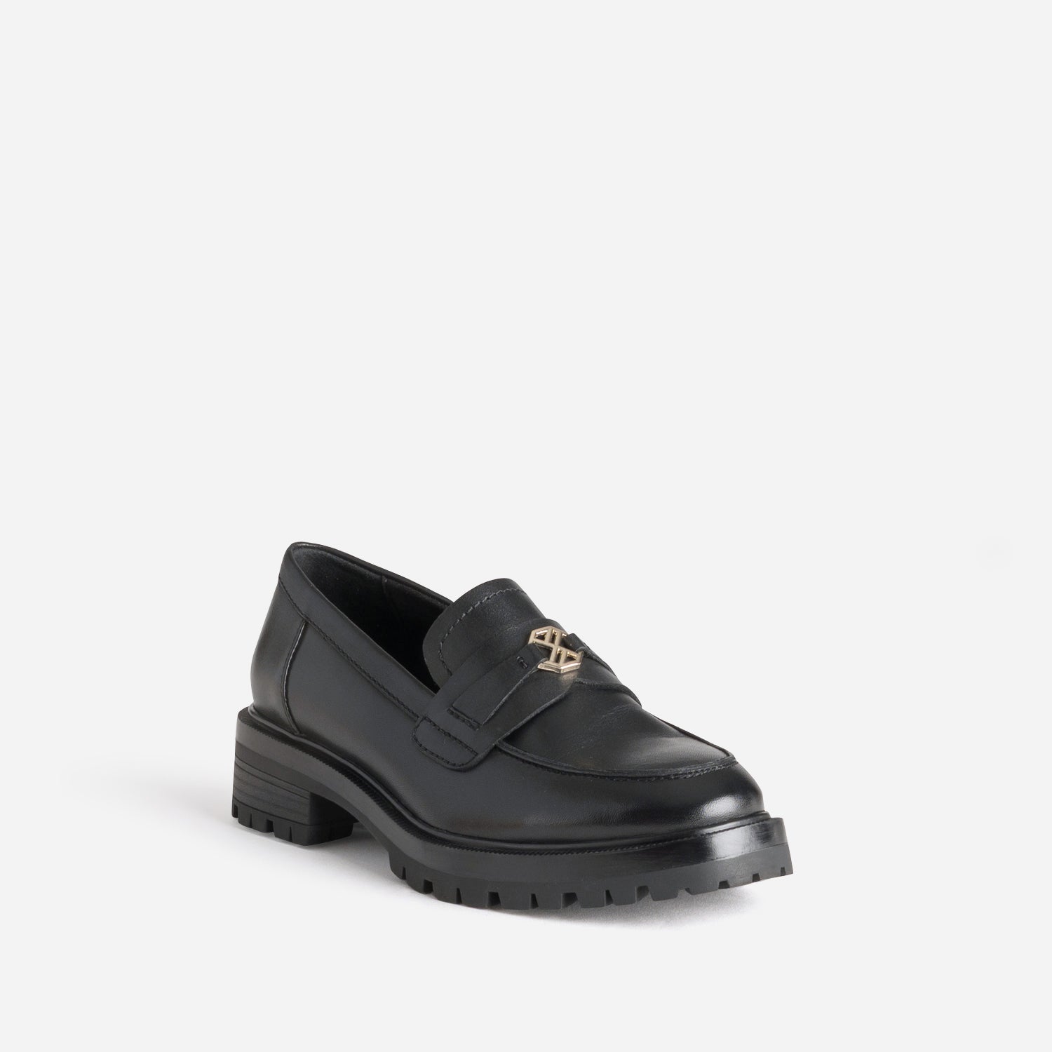Mocassin TEXTO noir cuir détail monogramme