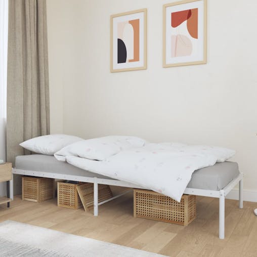NNEVL Metal Bed Frame White 92x187 cm Single