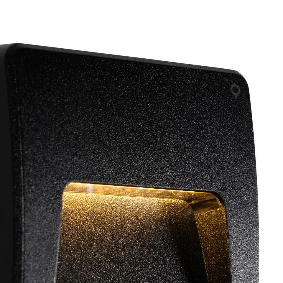 Qazqa inbouw wandlamp gem zwart ge?ntegreerde led