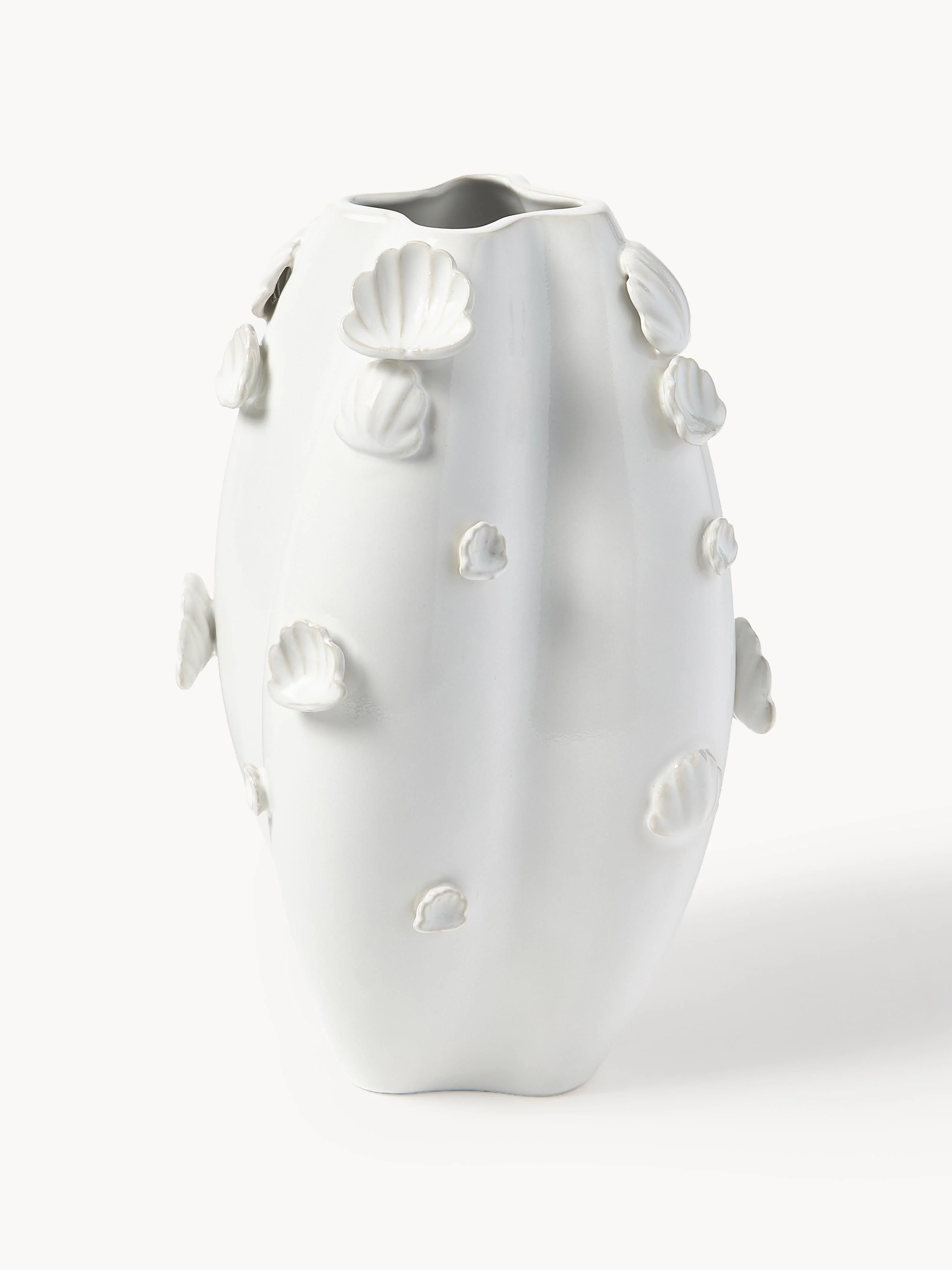 Glasierte Vase Mar mit Muscheldekor, H 31 cm