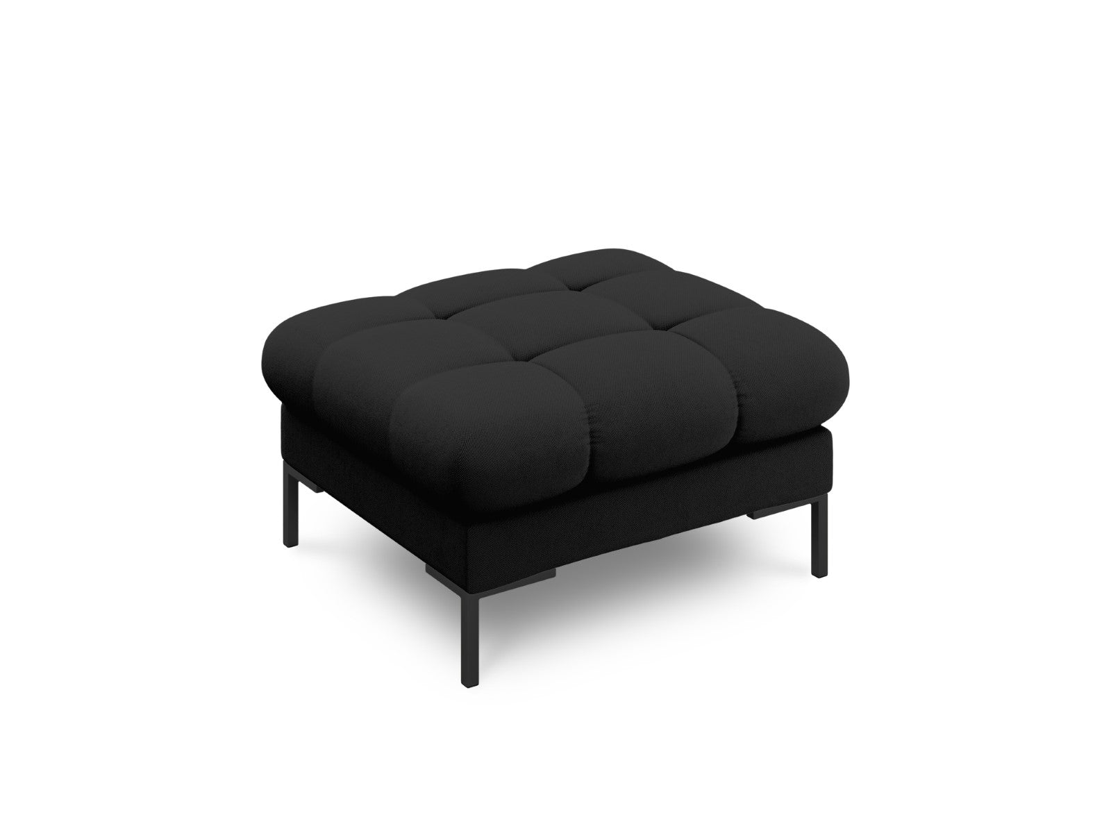 Cosmopolitan Design Poef Bali structurele stof, zwart - 60x60x41cm