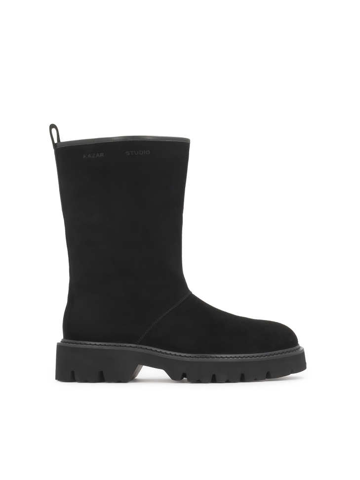 Black men's suede snow boots