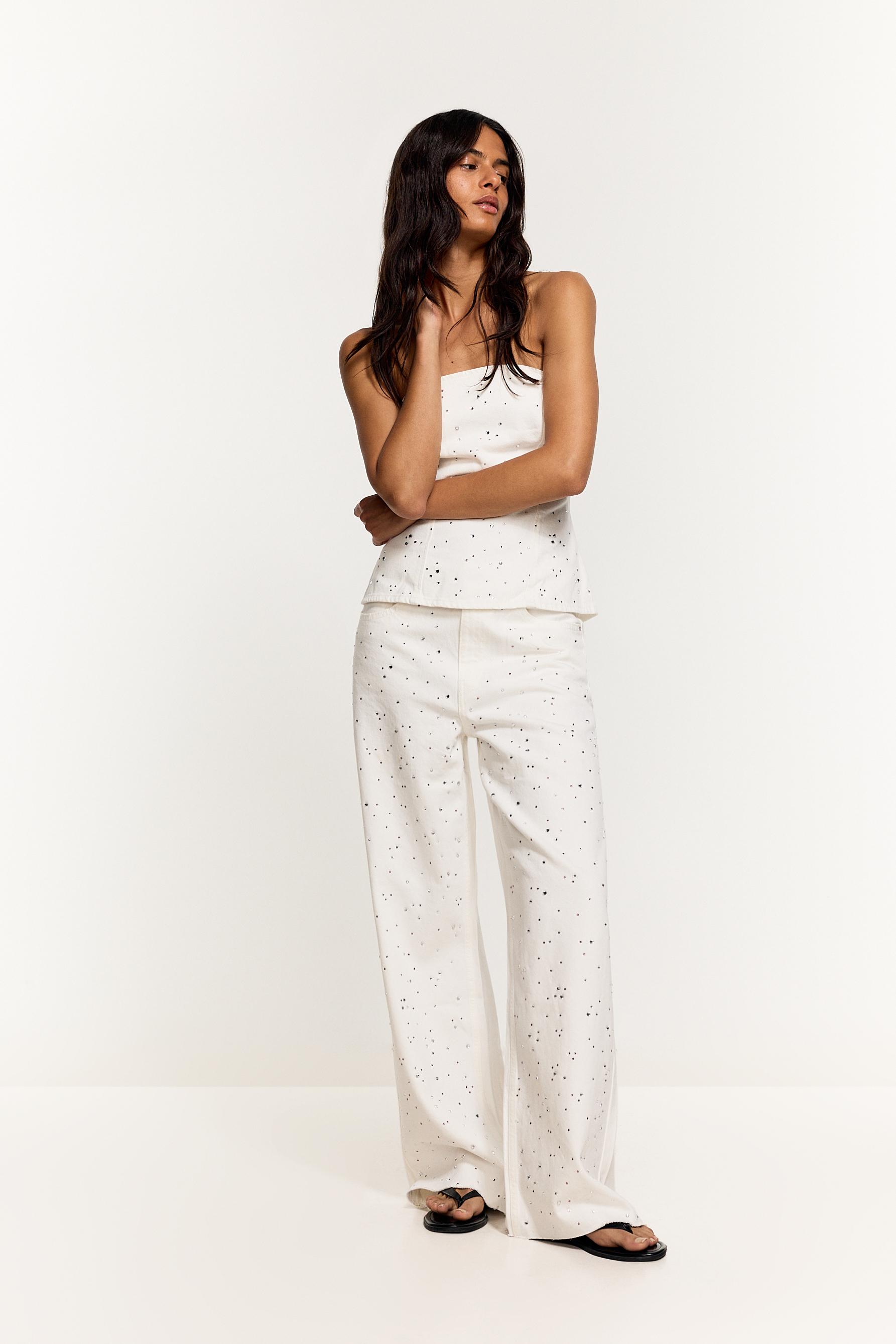 Jeans wide leg brillos