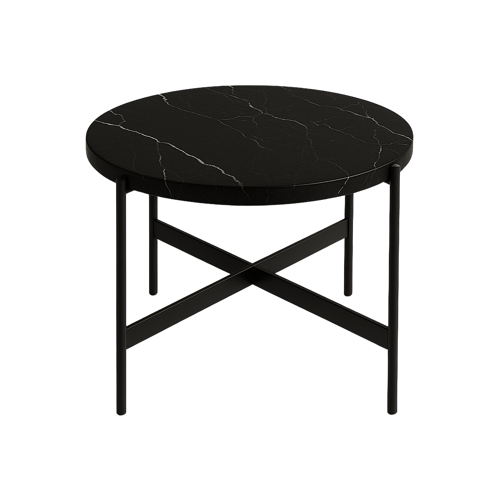 Stolik Kawowy Okrągły z Marmurem Nero Marquina SOLE S - 11
