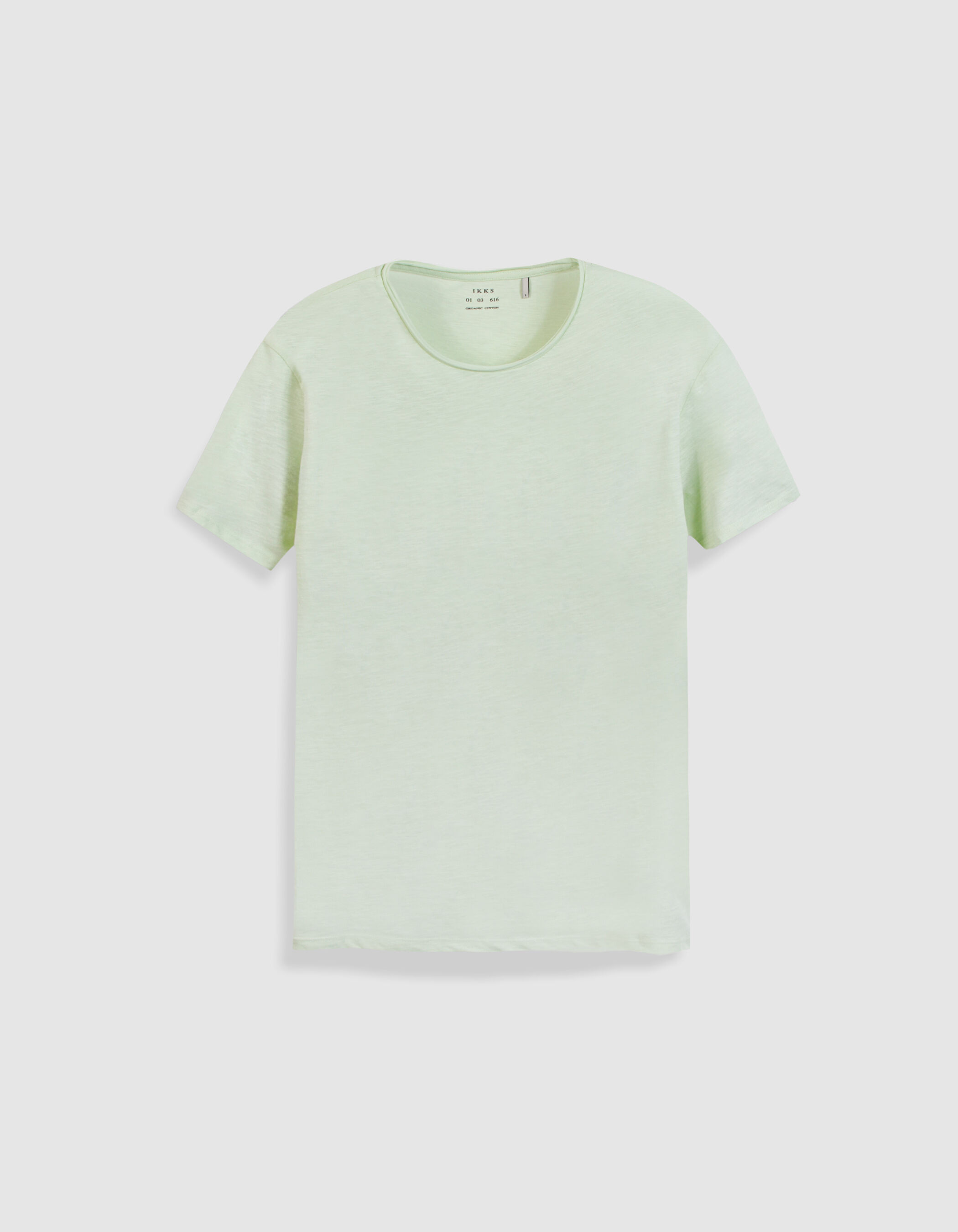 T-shirt col rond vert coton bio flammé Homme