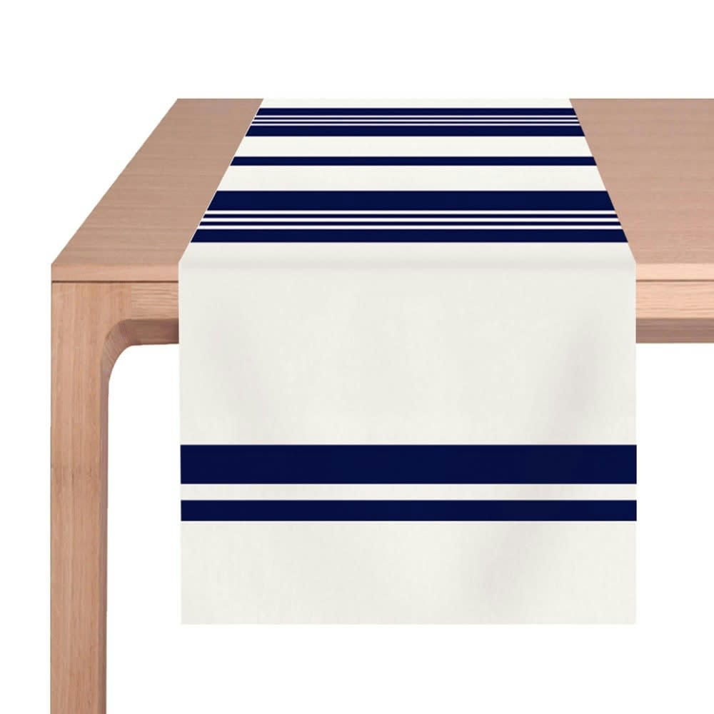 PAMPELUNE - Chemin de table coton Bleu 50x155 cm