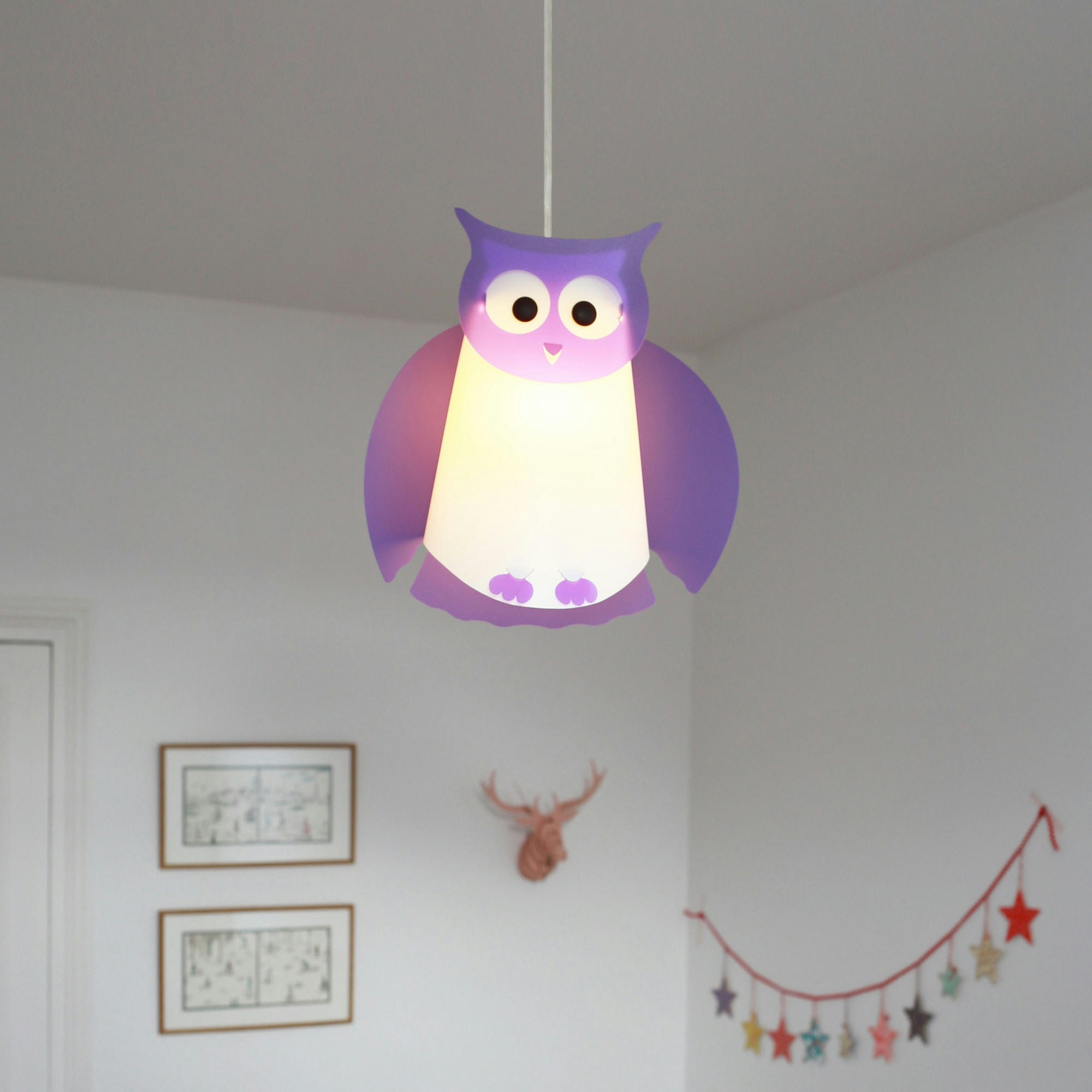 - Suspension enfants Hibou Violet 38cm