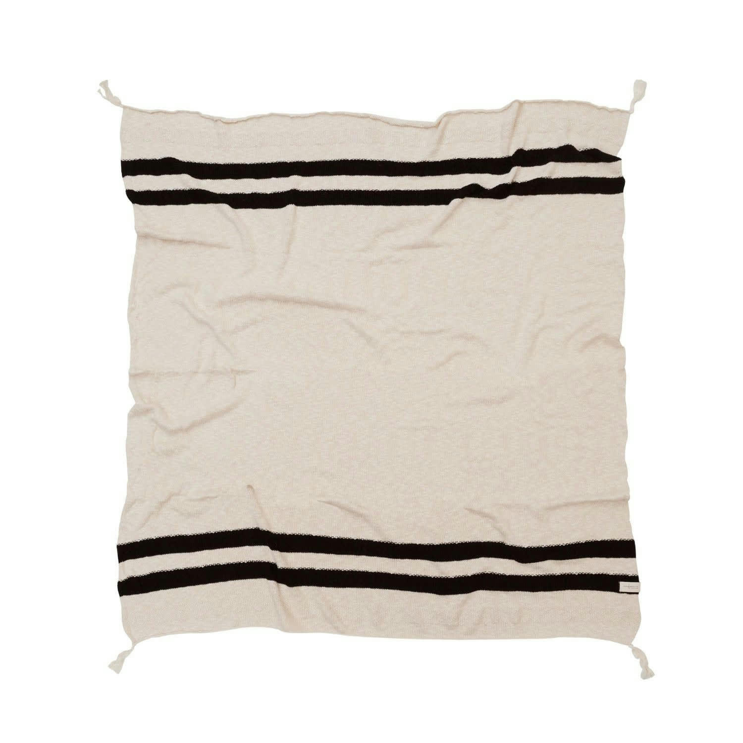 - Couverture lavable rayée noire et beige 125 x 150 cm