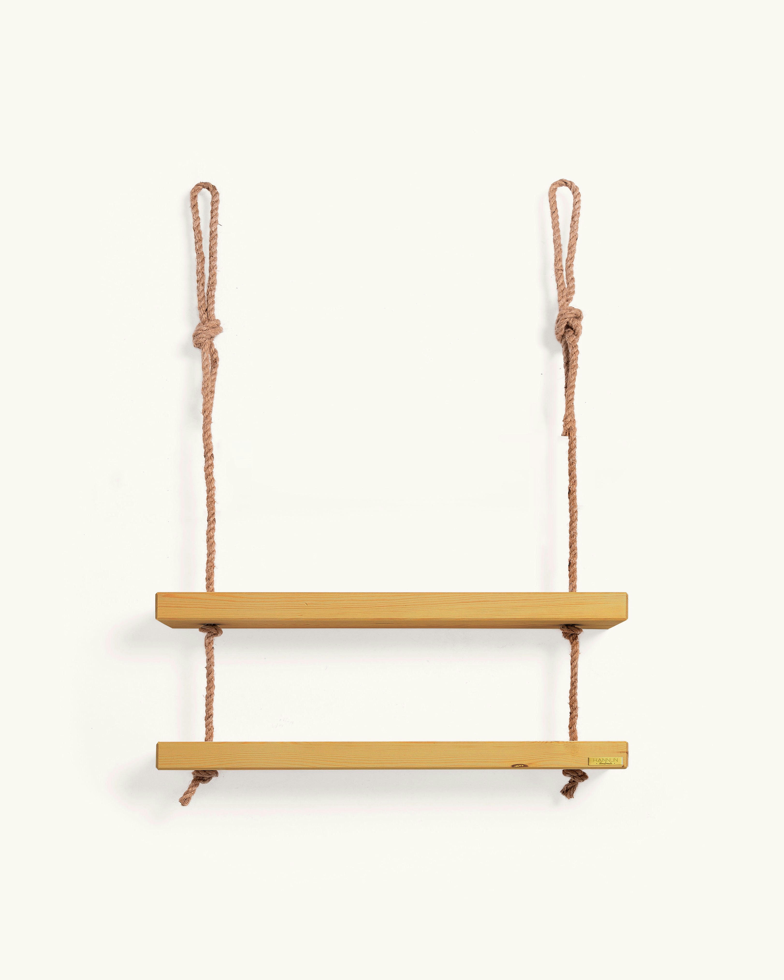 MAKEMBA - Etagère en bois de couleur marron clair 2 étages 70 cm