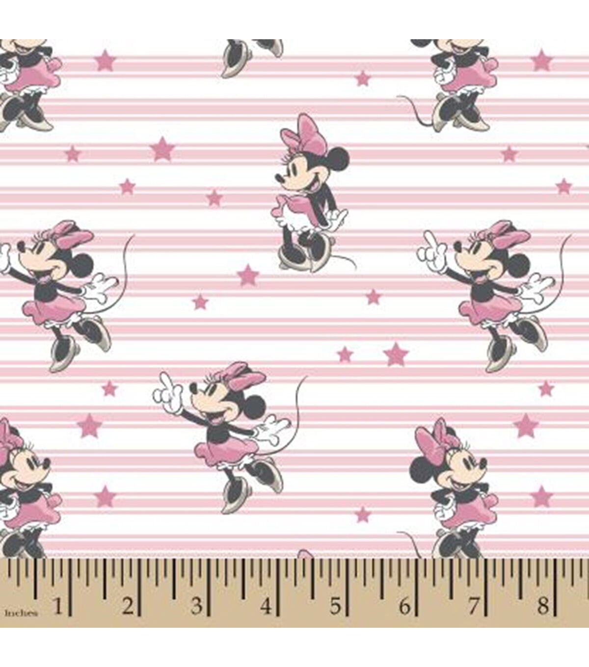 Disney Minnie Mouse Cotton Knit Fabric Star And Stripes