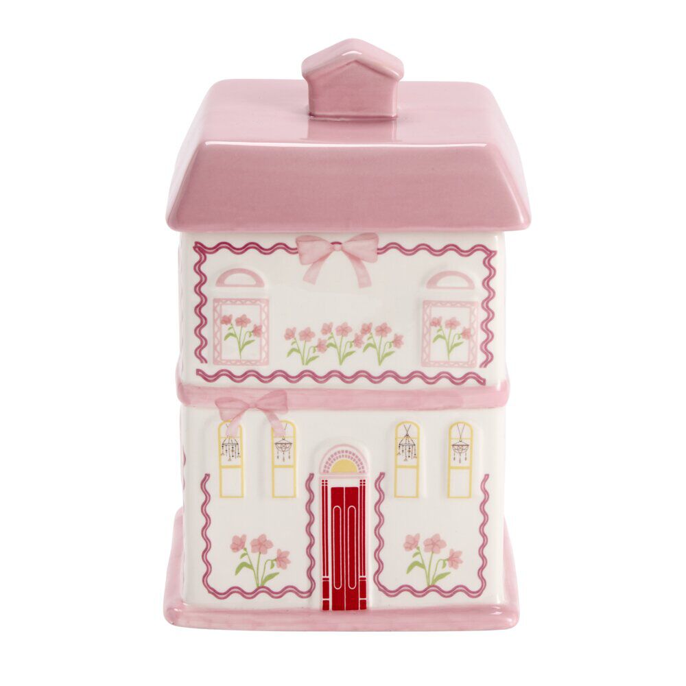 Bonbonnière forme maison dolomite rose 15x15xH24cm