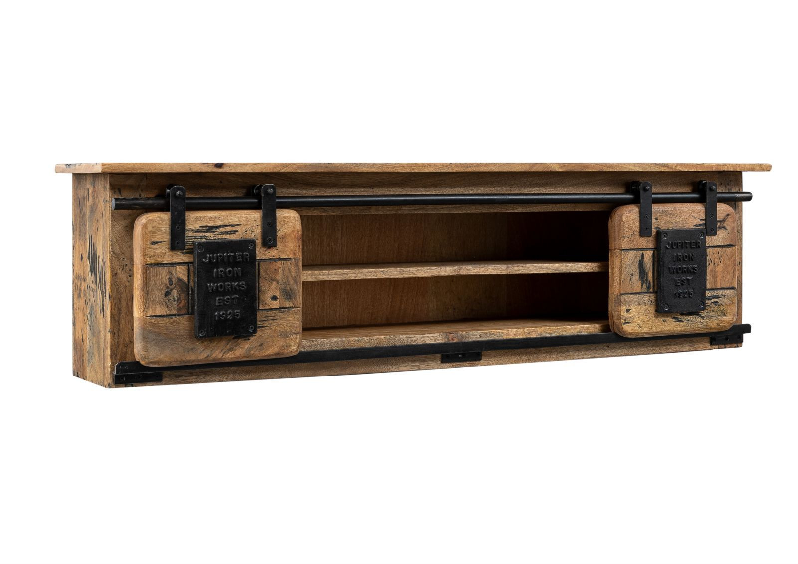 RAILWAY Półka #157 Mango woskowane   metal 130x25x35 cm