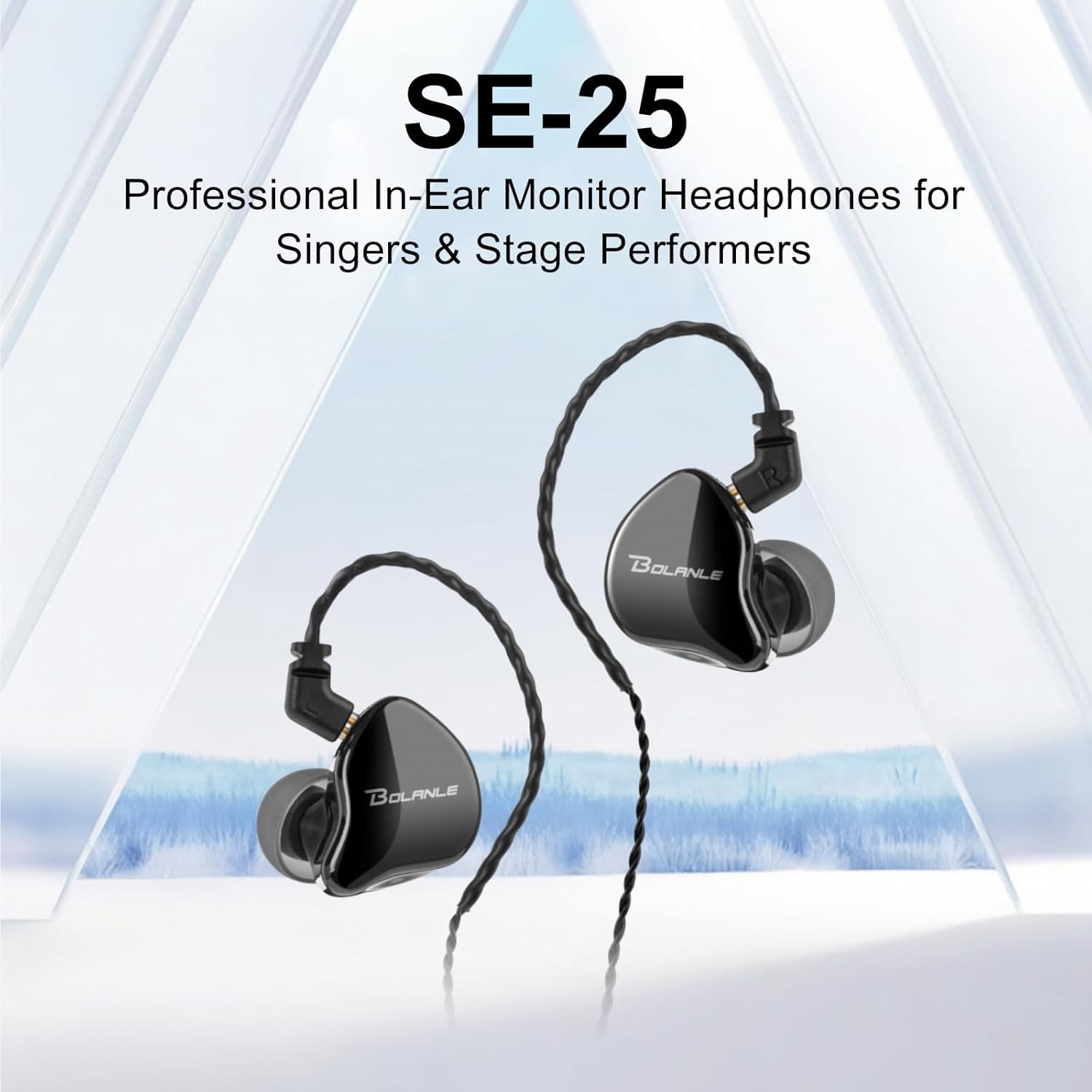 Bolanle SE-25 Professional IEM in-Ear Monitors – High-Fidelity Wired Monitor Earbuds with Dynamic Driver, Noise Isolating Earphones for Musicians, Podcasters, Vocalists & Studio Recording