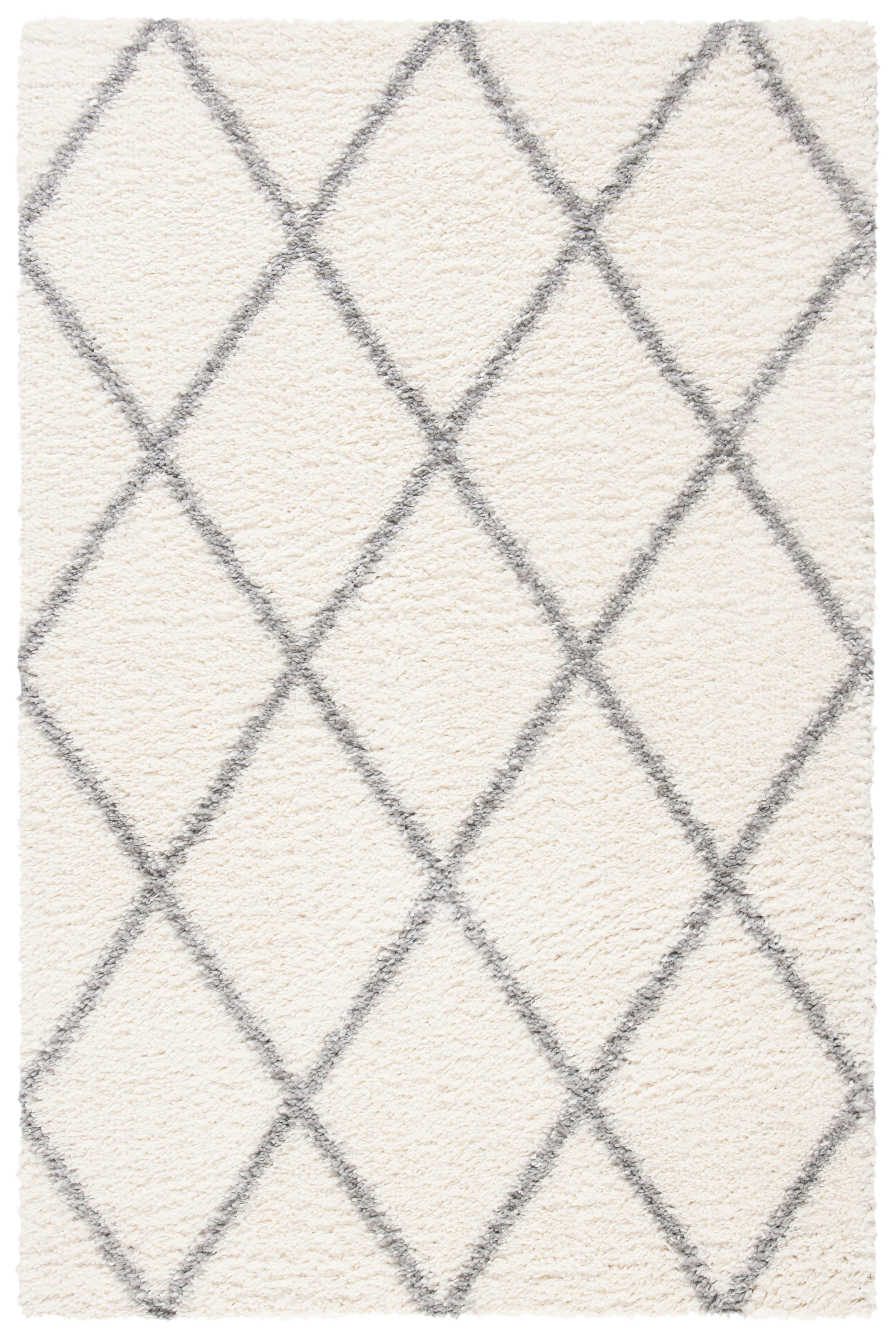 PARMA SHAG - Tapis de salon interieur en crème & gris, 91 x 152 cm
