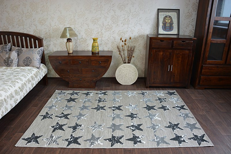 Dywan LISBOA 27219/956 Gwiazdy Gwiazdki Czarny 80x150 cm