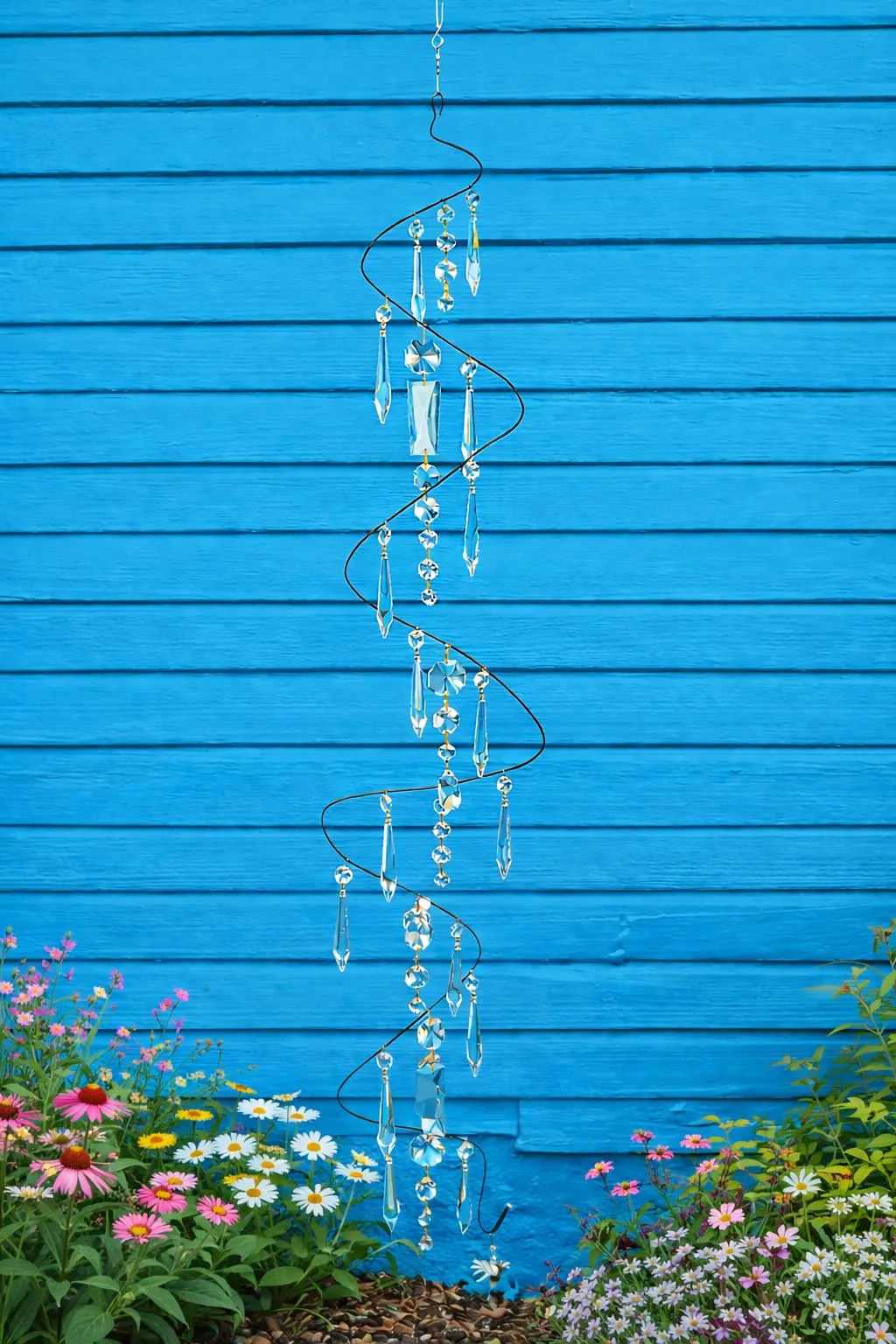 Large Spiral Suncatcher Handmade Hanging Mobile with Vintage Italian Crystal Prisms