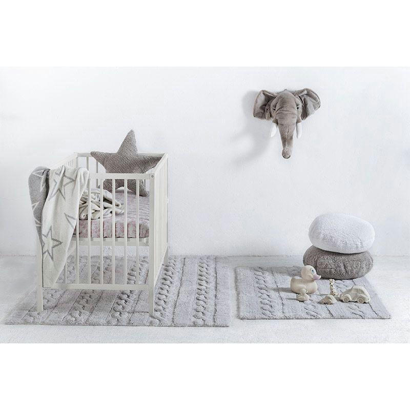 TRESSE - Tapis coton motif tresse gris 120x80