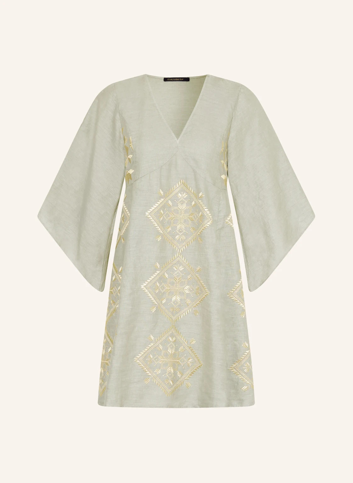 Greek Archaic Kori Strandkleid LEFKADA mit Glitzergarn und 3/4-Arm