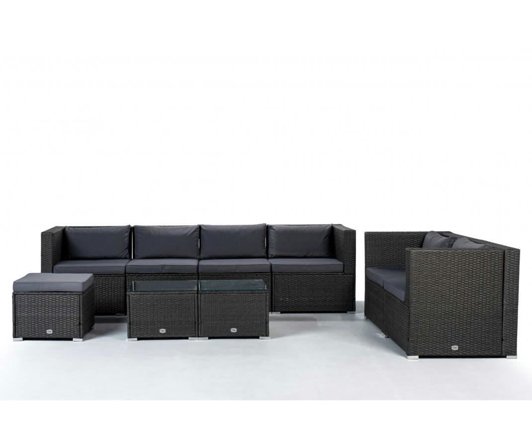 BAHAMAS - Salon de jardin Ensemble Canapé Double 7 Places Gris KieferGarden