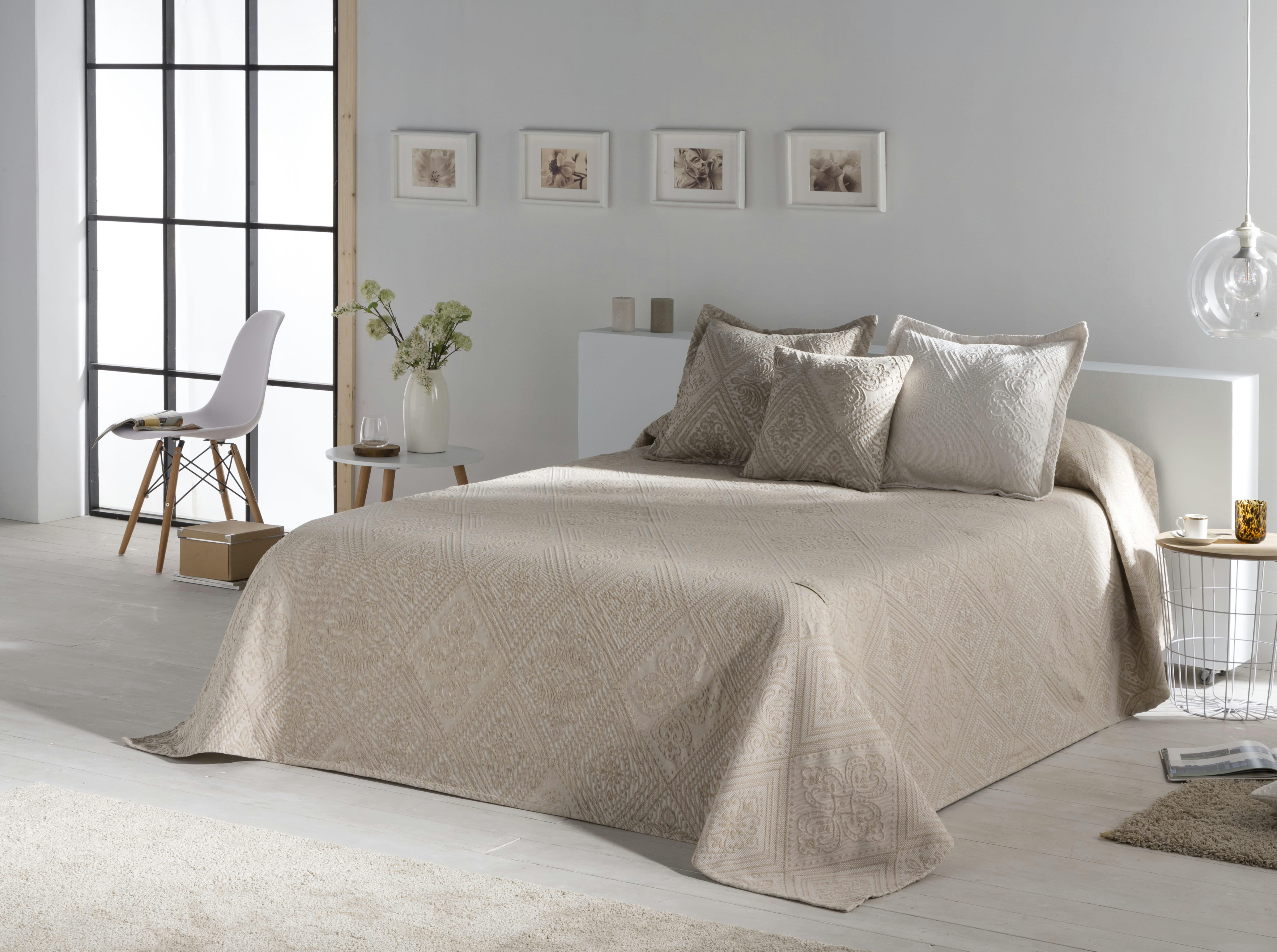 BRIANCE CL - Couvre lit en coton beige 230x270