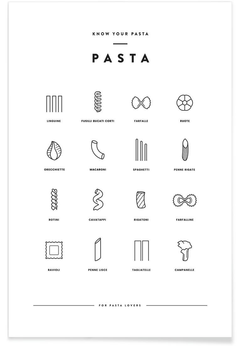 PASTA CHART - Affiche blanc & noir