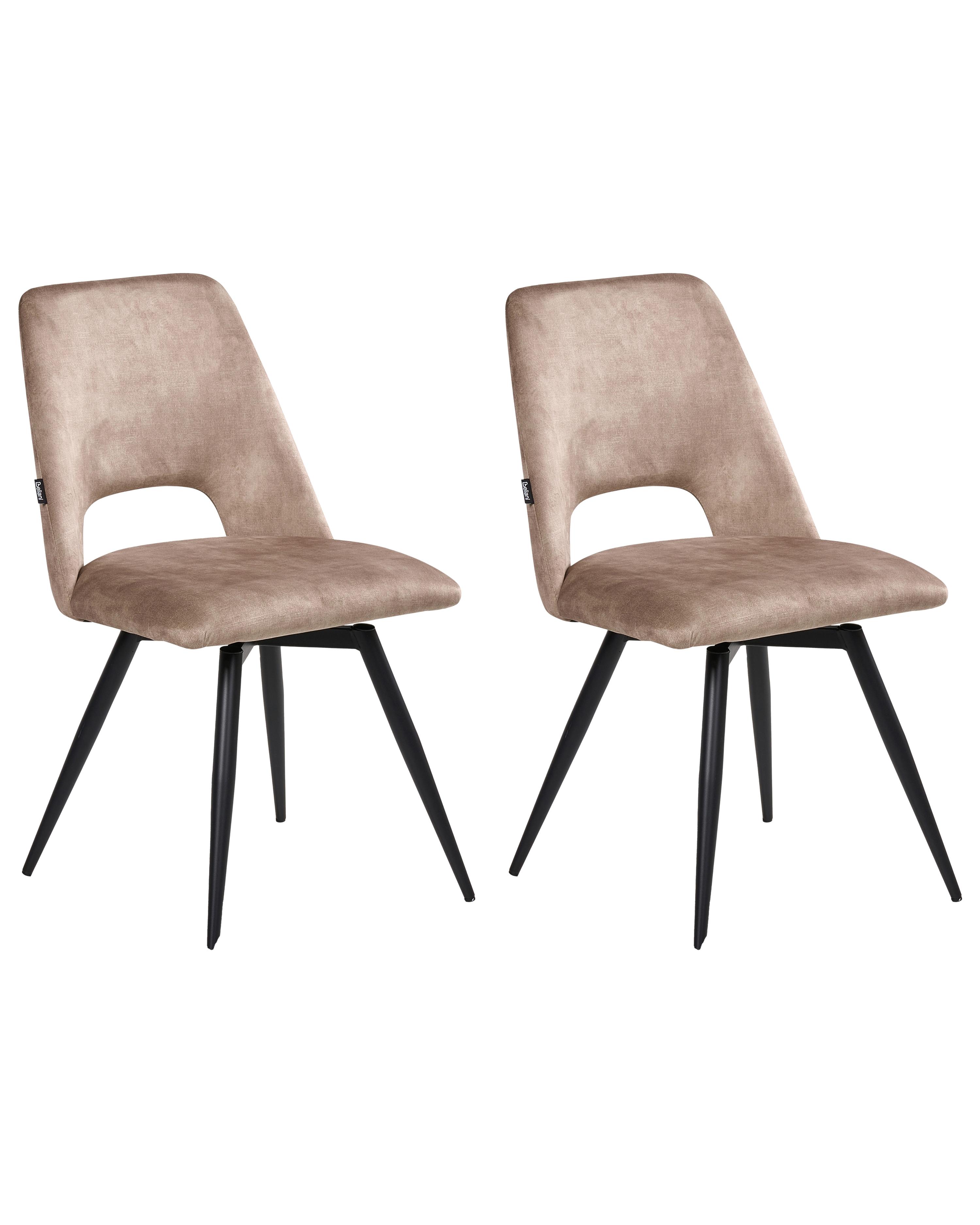 Set of 2 Dining Chairs Swivel HALLETT Velvet Beige