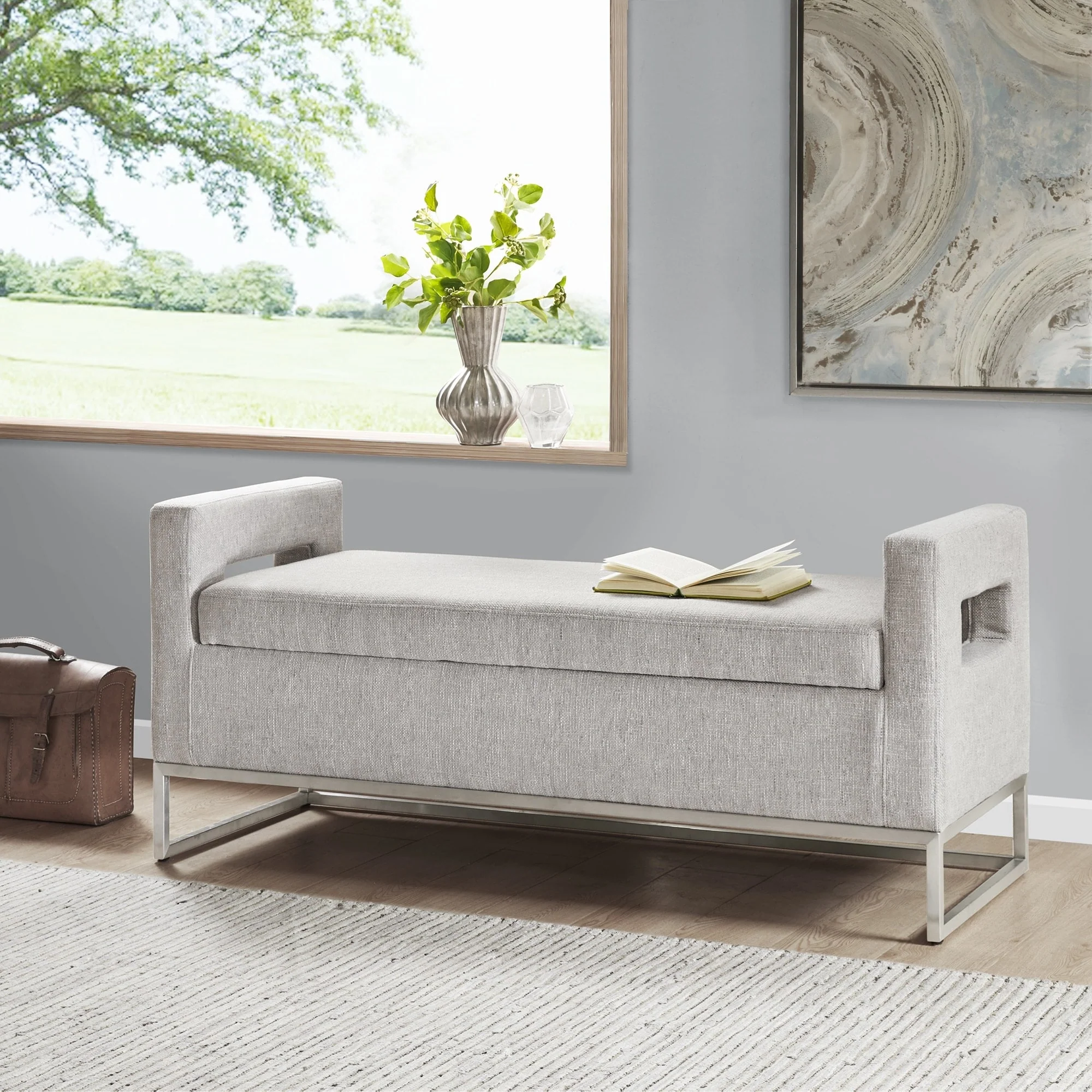 Madison Park Maye Soft Close Upholstered Storage Bench