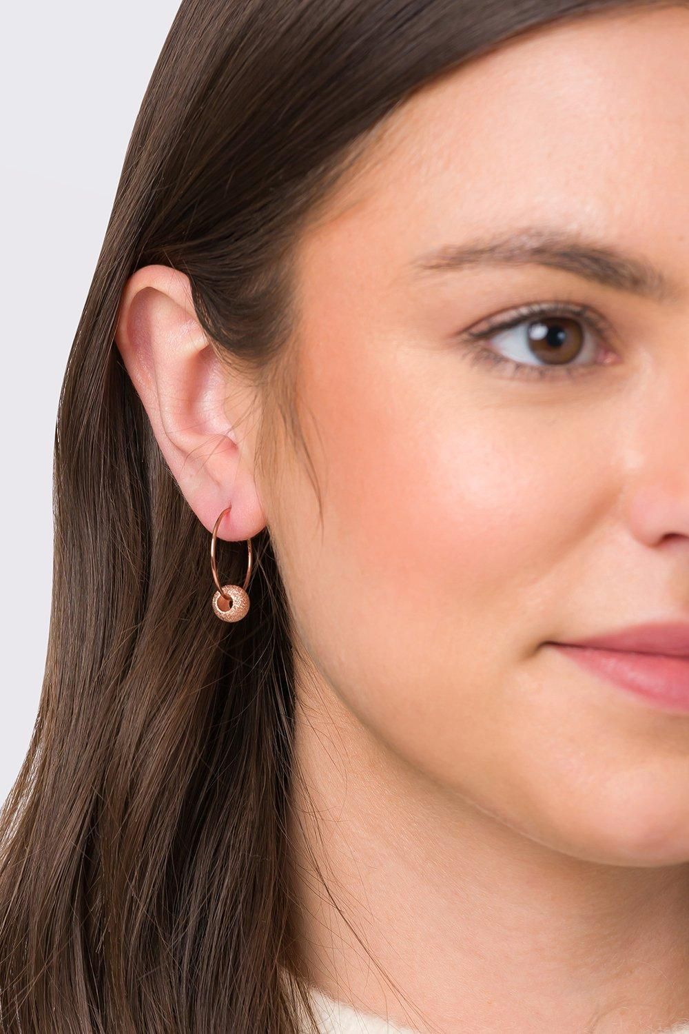 Pure Luxuries London Gift Packaged 'Roisin' 18ct Rose Gold Plated Sterling Silver Hoop