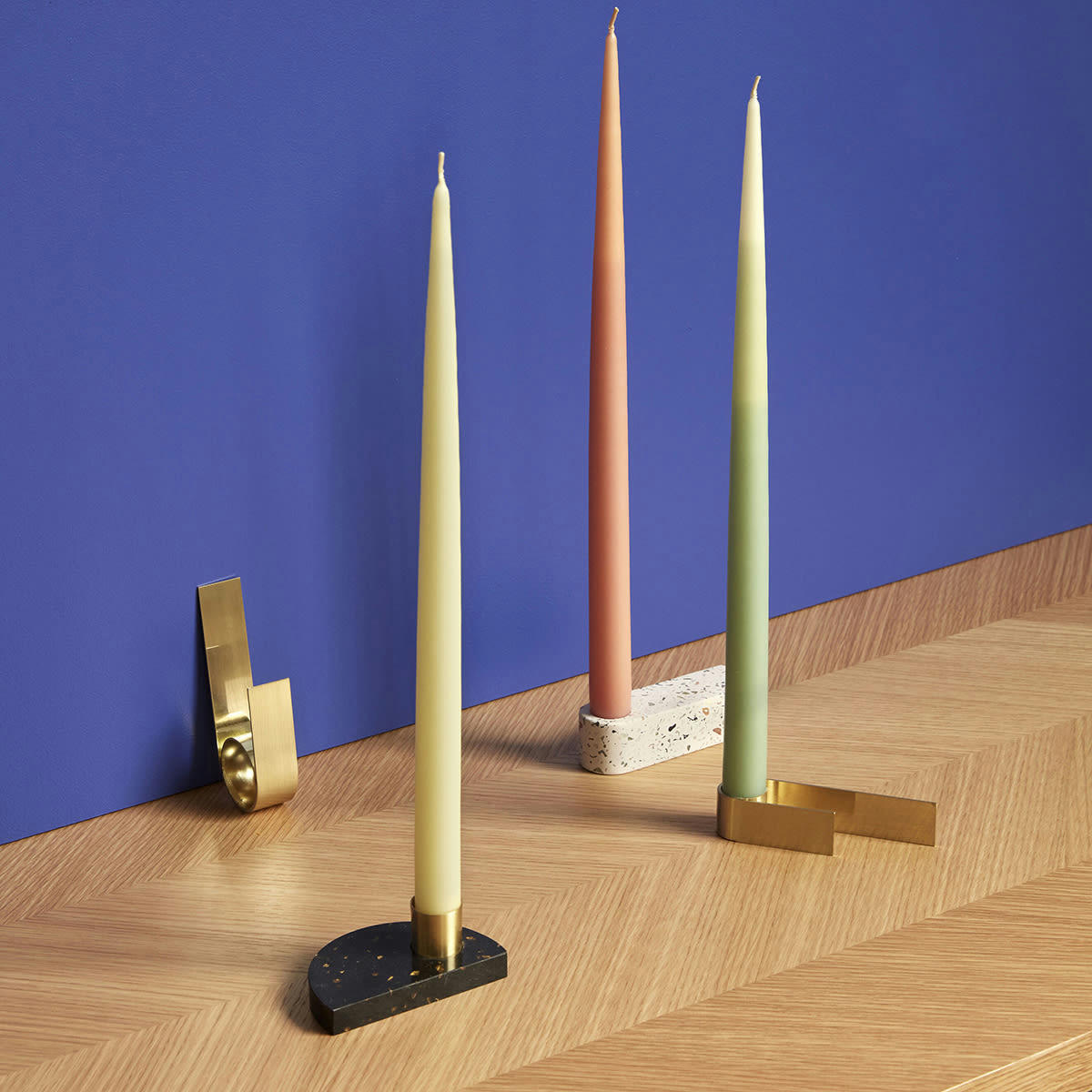 CRESCENT - Bougeoir en terrazzo noir et blanc (x2)