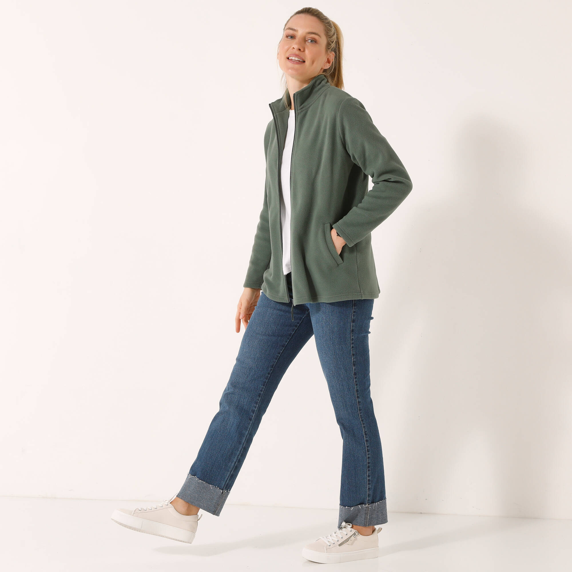 Veste zippée maille polaire, manches longues