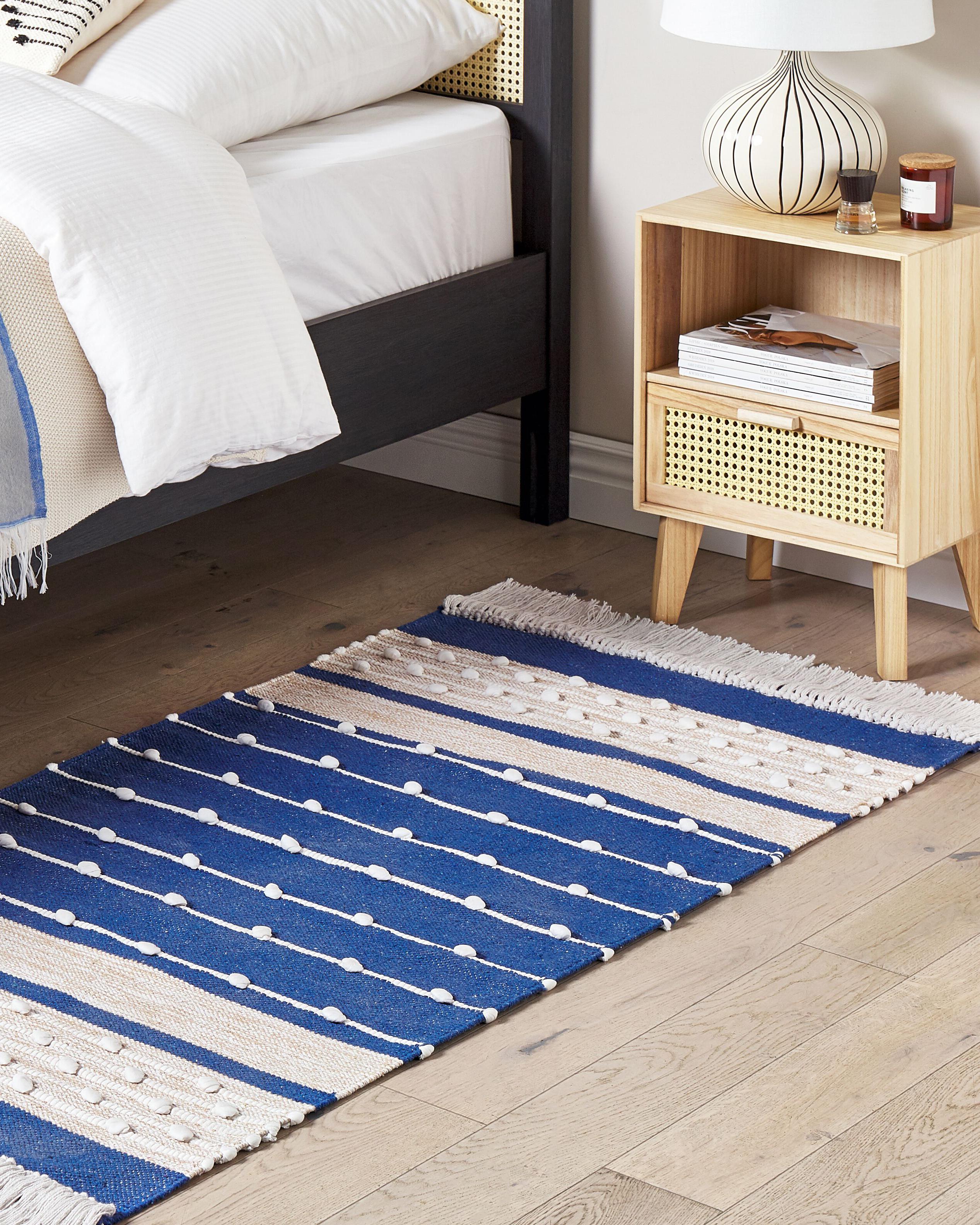 Rug KONDHALI Blue 80 x 150 cm Cotton