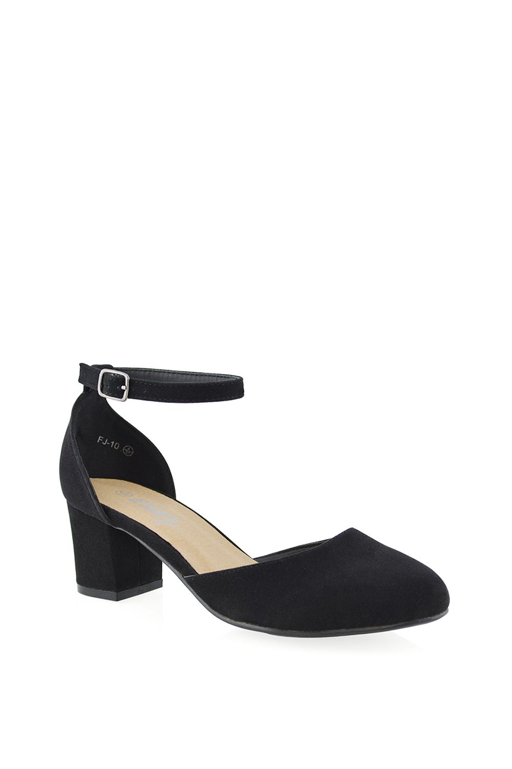 XY London Billie-May' Chunky Strappy Mid Block High Heels Court Shoes