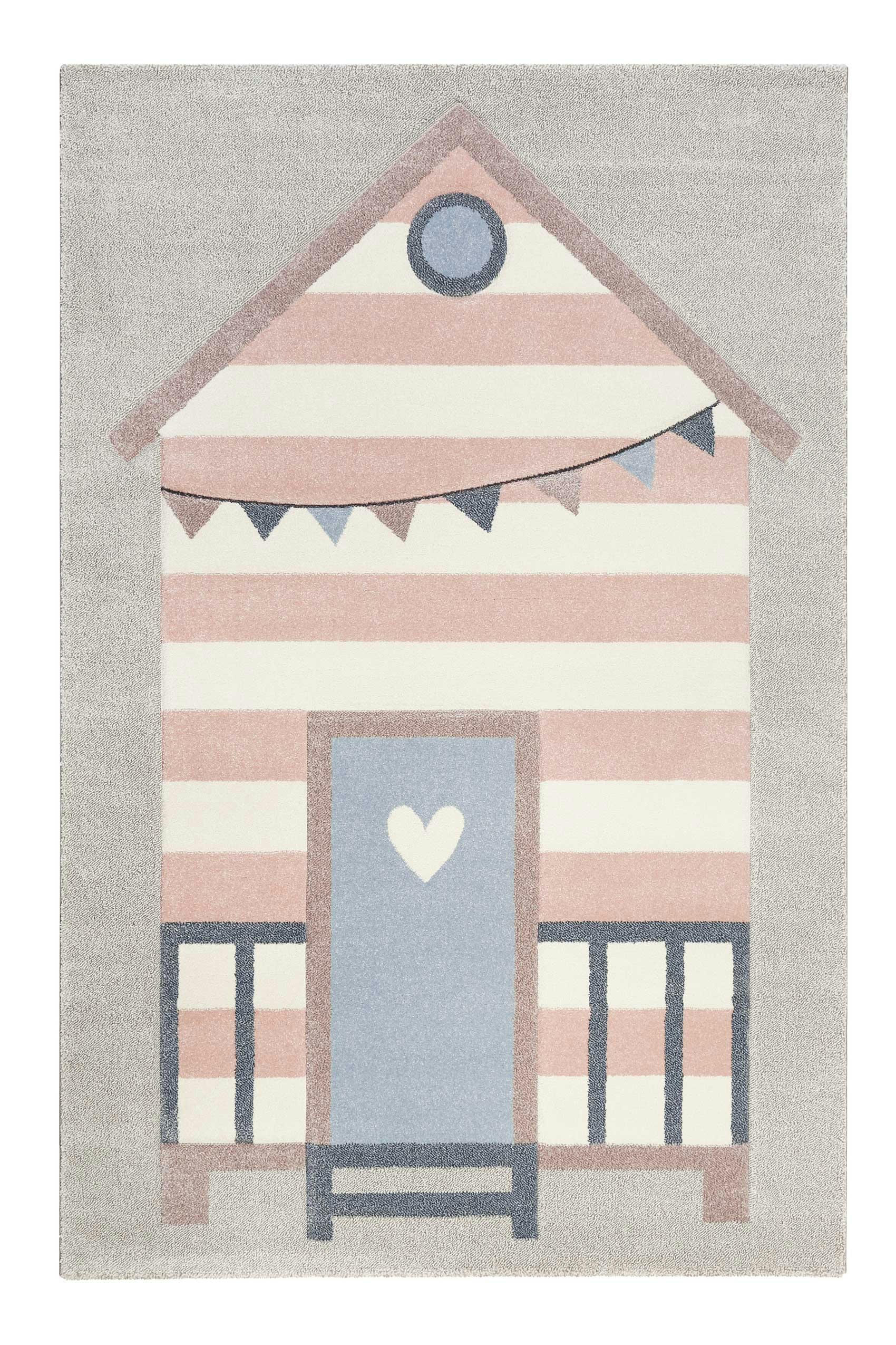 SEA CASTLE - Tapis motif cabine de plage pastel 80x150