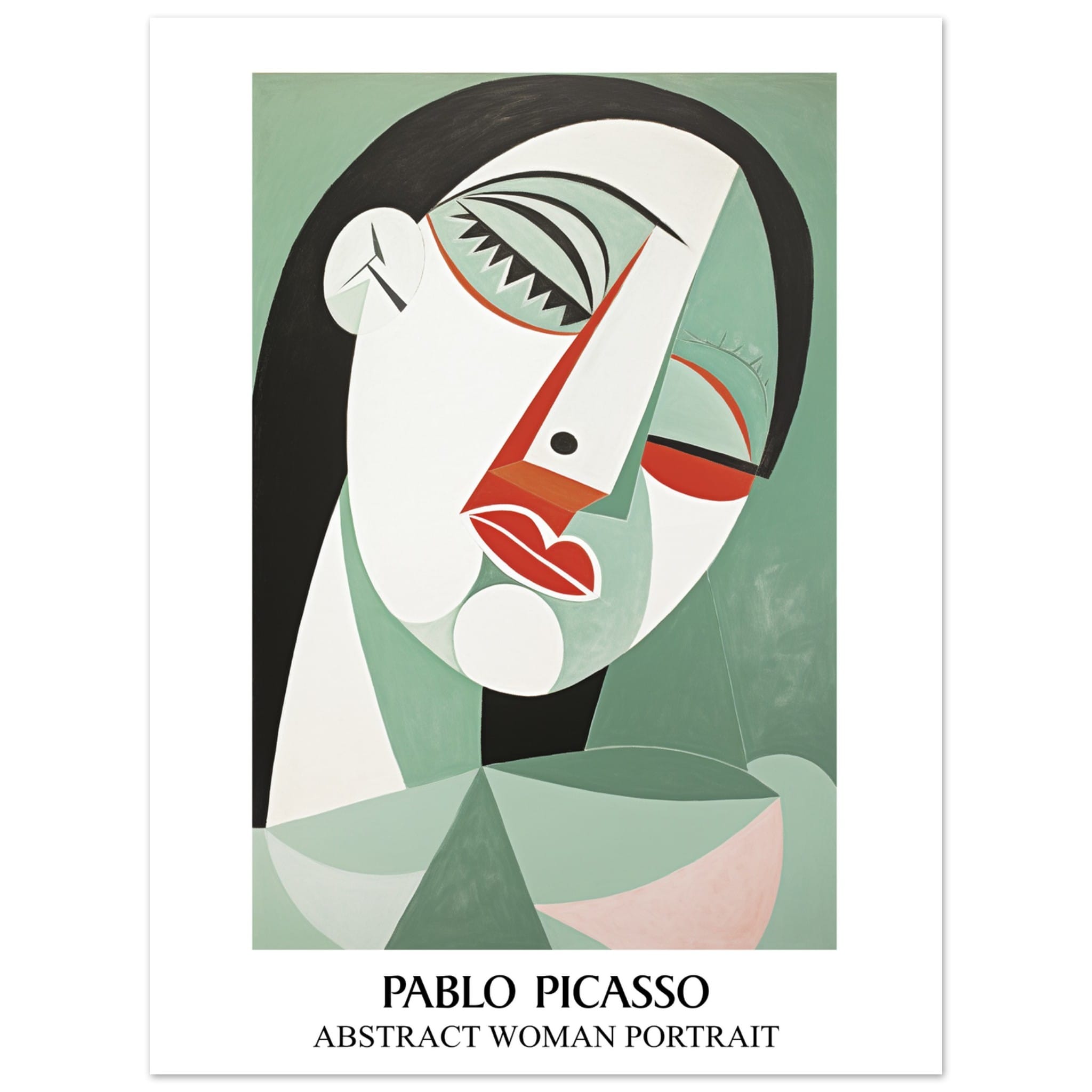 Artfulprints Poster Pablo Picasso - Abstract woman portrait  - 30x40 cm - Groen