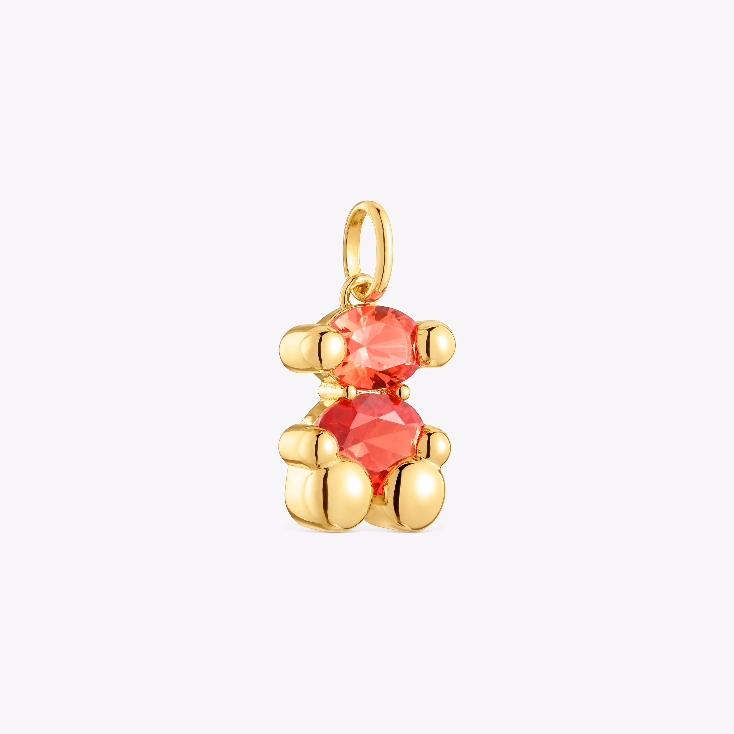 Colgante pequeño motivo oso con baño de oro 18 kt sobre plata y zafiro naranja creado en laboratorio Color Bear LGG