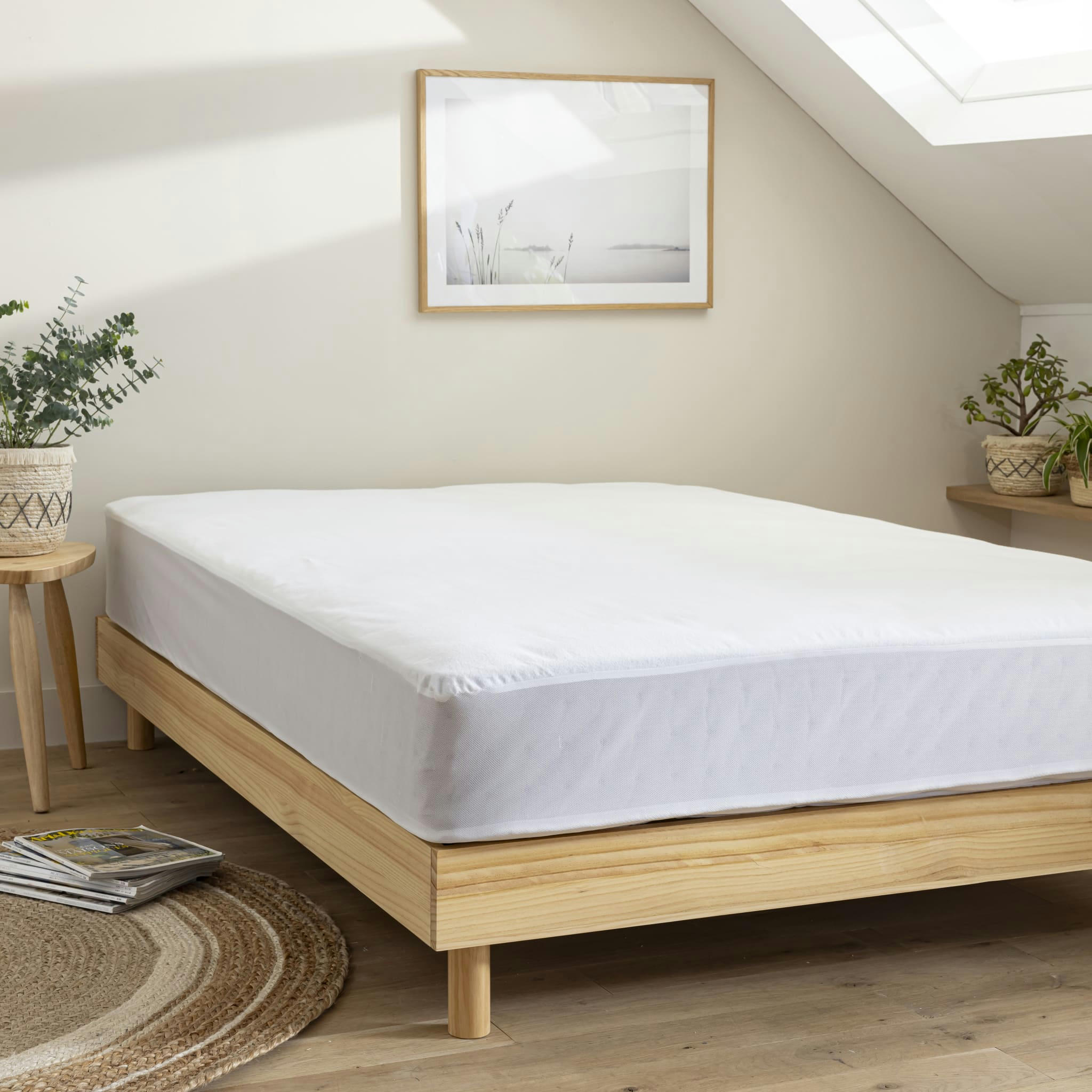 - Protège matelas coton bio molleton bonnet 27 80x200 cm
