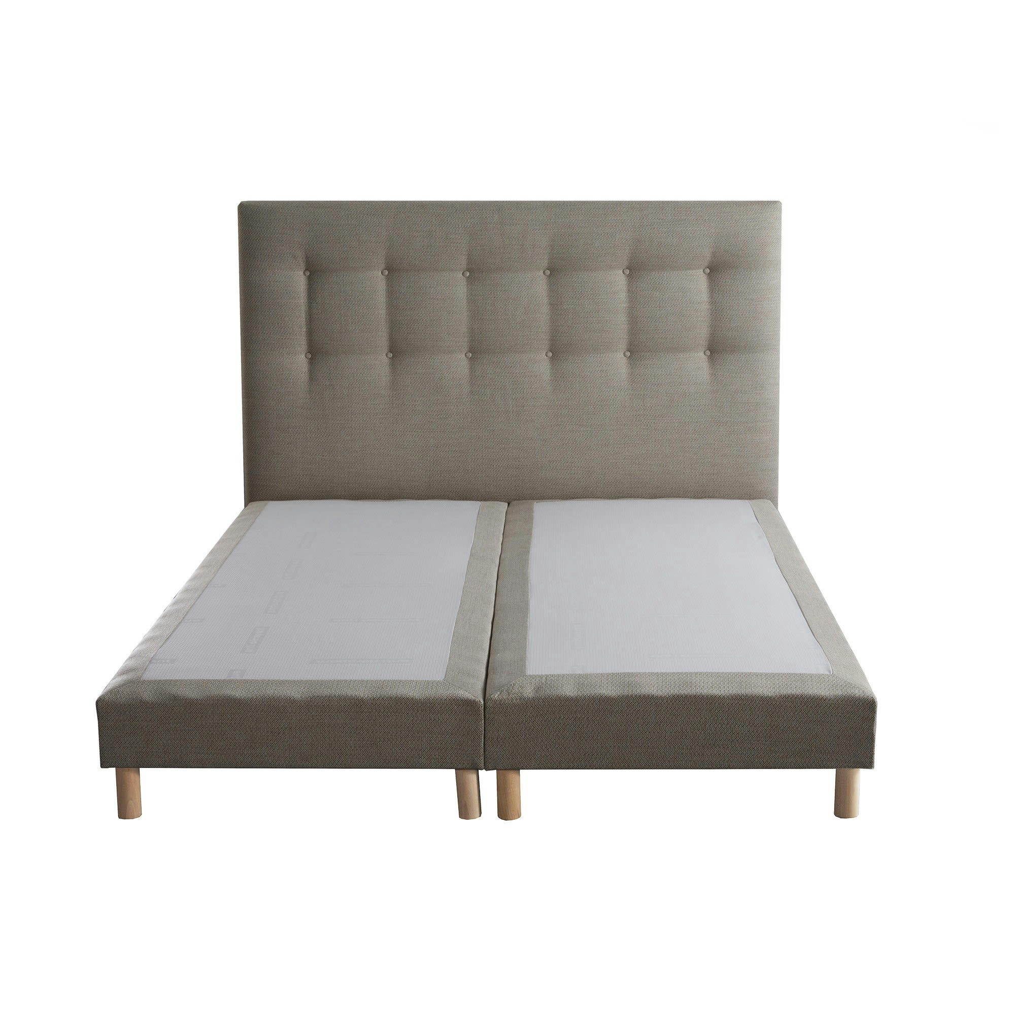SYMBIOSE - Sommier tapissier + tete de lit capitonnée Beige 180x200
