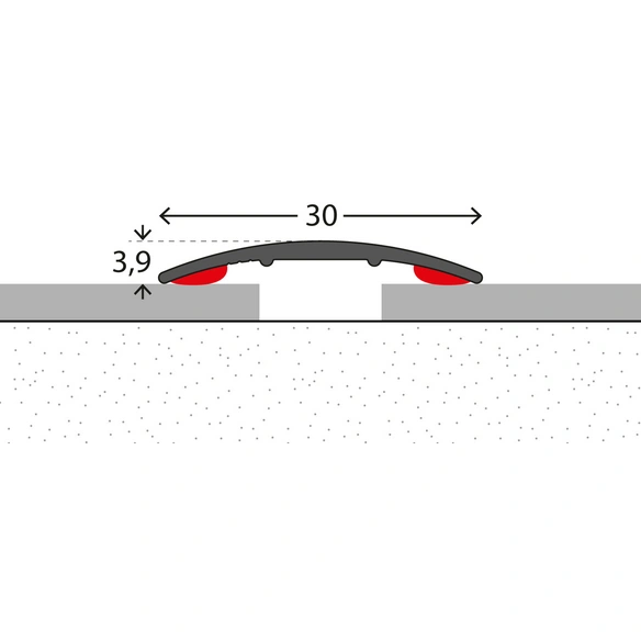 Übergangsprofil, BxH: 30 x 3 mm, selbstklebend