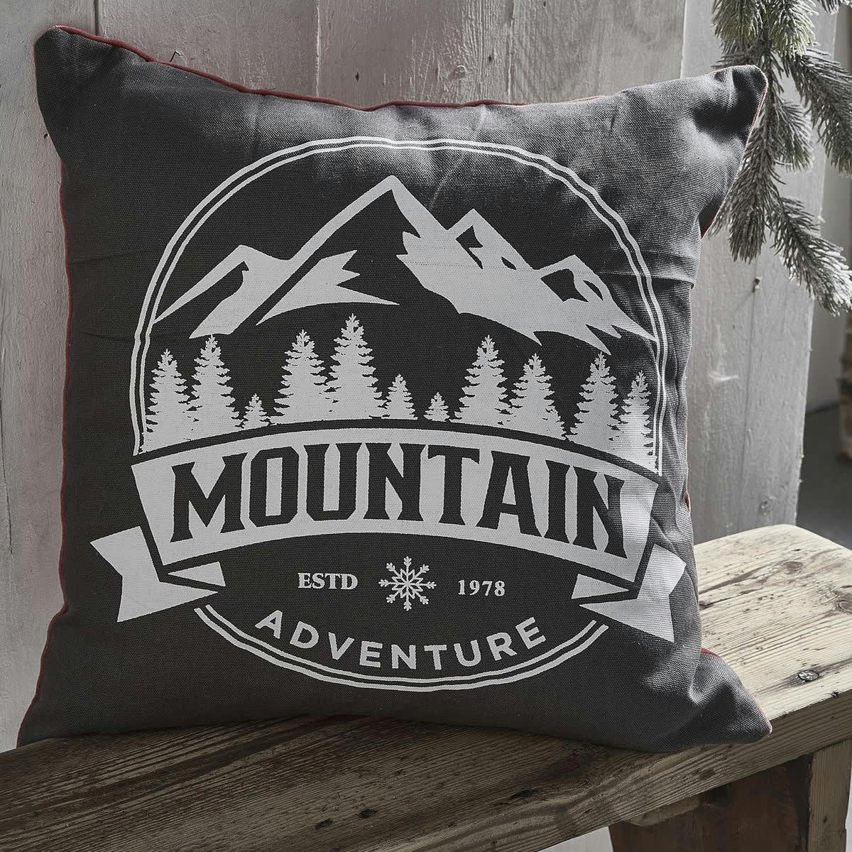 MOUNTAIN - Coussin en coton gris 40x40