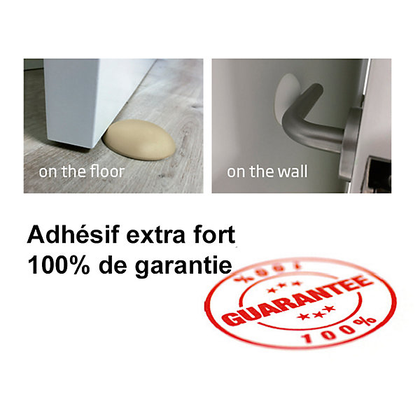 12 Un. Butée de porte en caoutchouc adhésif pour parquet et mur beige - Diamètre 60MM