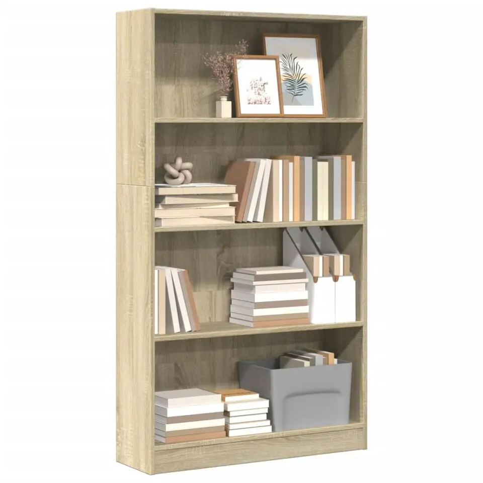 vidaXL - Boekenkast met 3 vakken - Sonoma eiken - Bewerkt hout - 80x24x109 cm